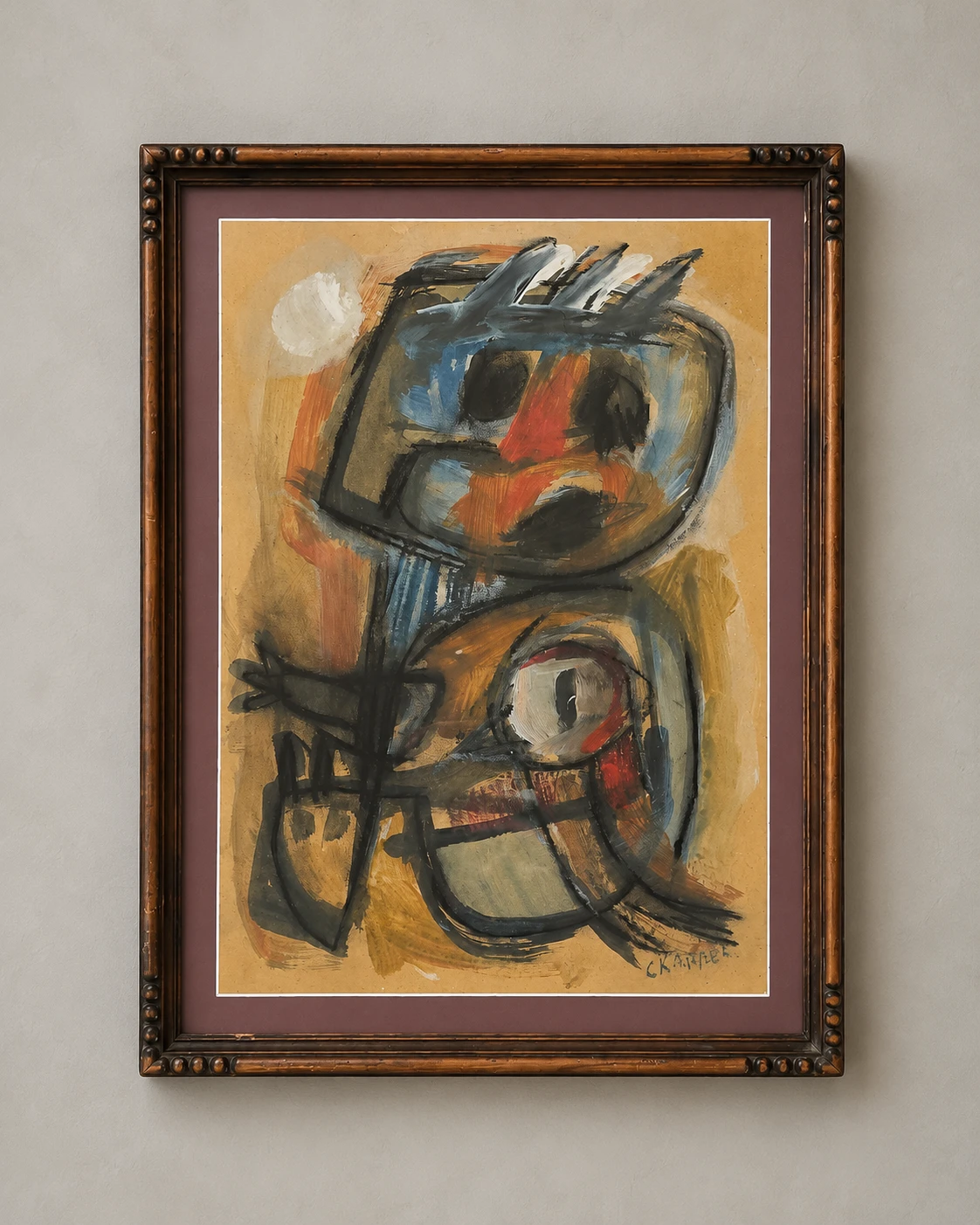 Karel Appel (1921-2006). Abstract Figure. Mixed media on Cardboard - Image 2