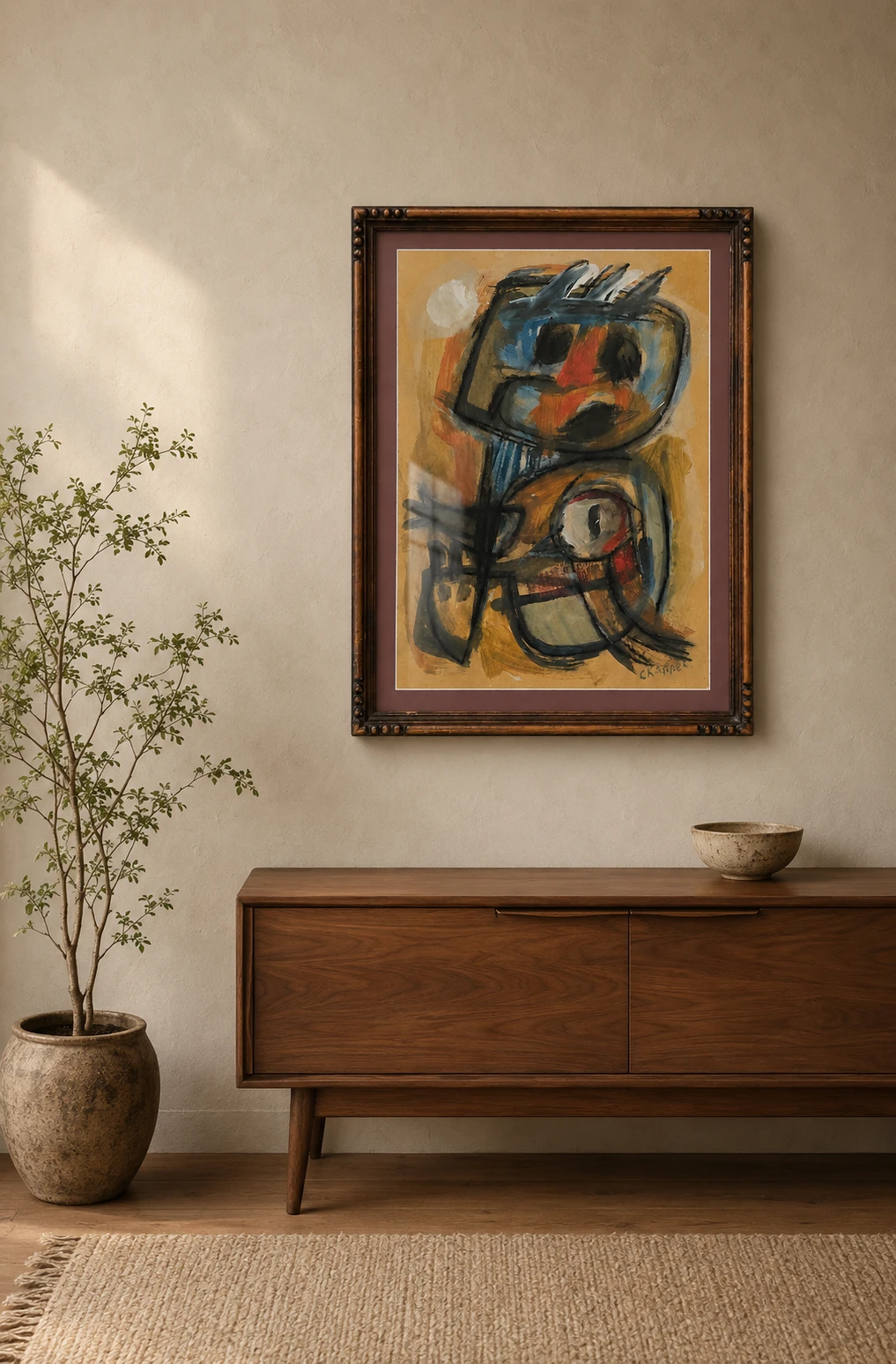 Karel Appel (1921-2006). Abstract Figure. Mixed media on Cardboard - Image 7