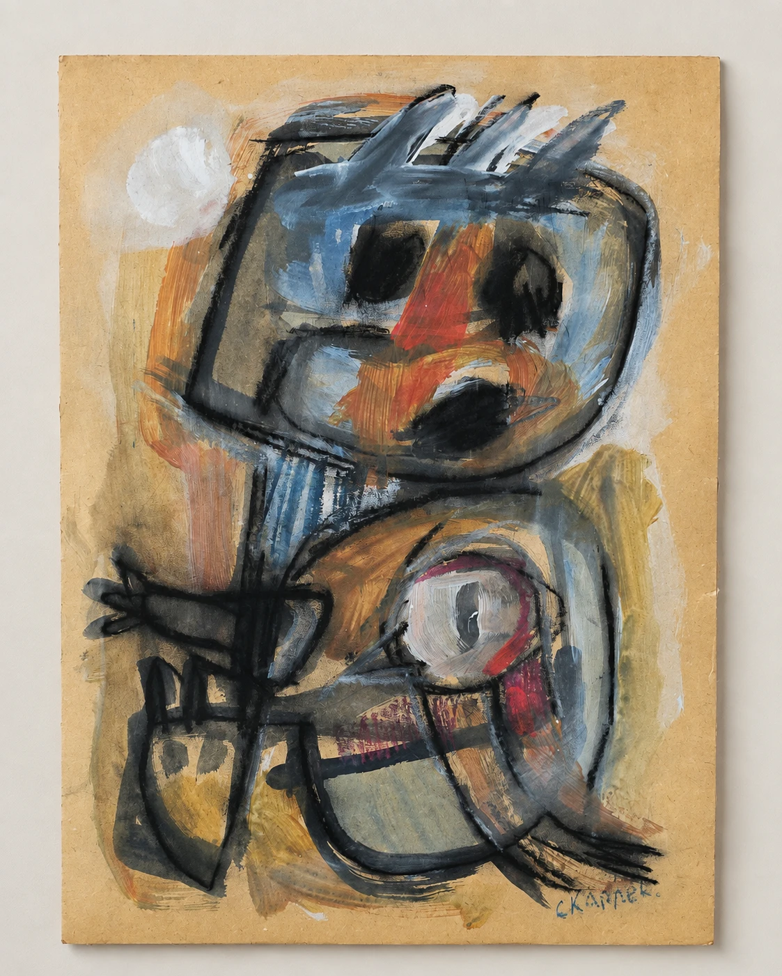 Karel Appel (1921-2006). Abstract Figure. Mixed media on Cardboard - Image 4