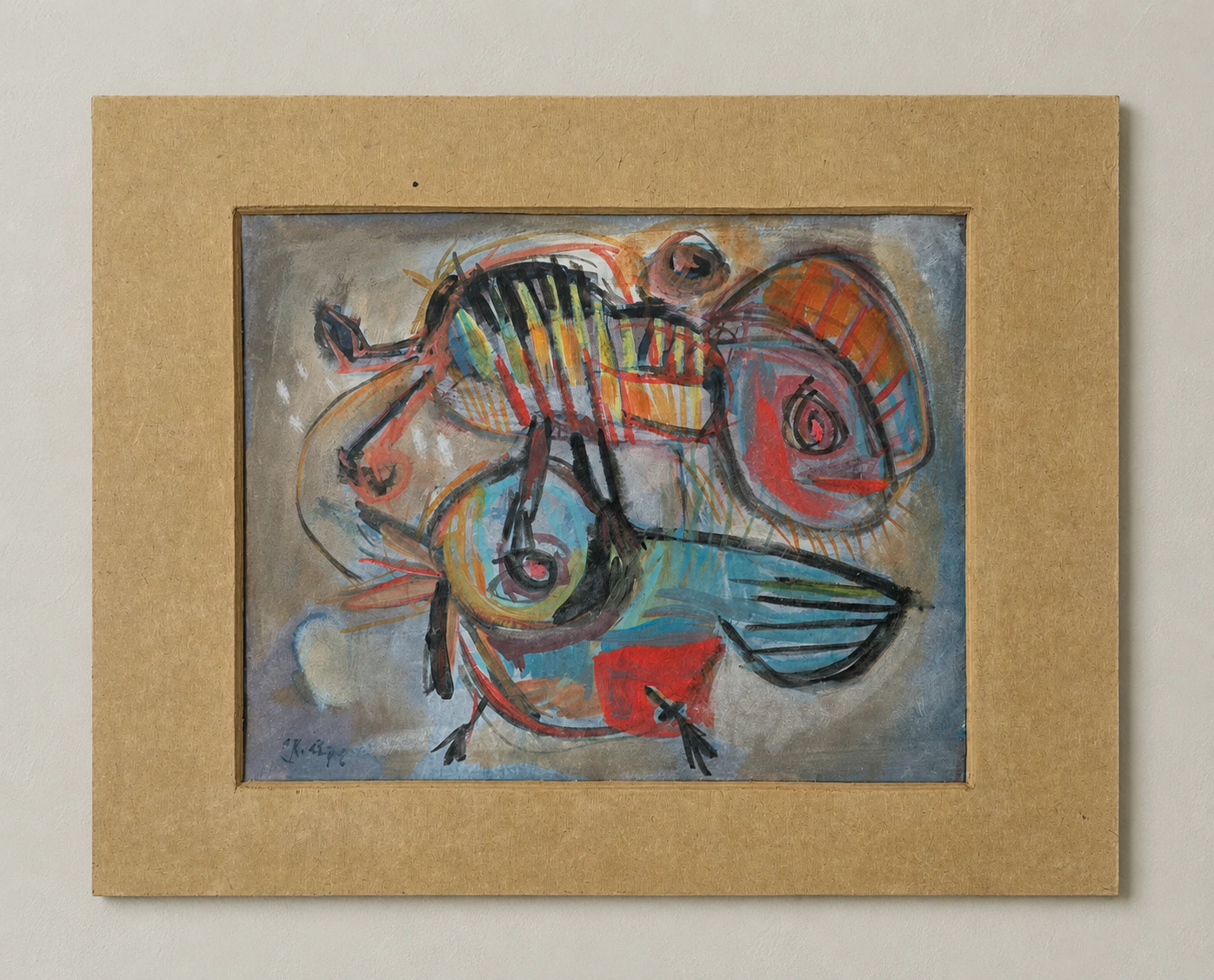 Karel Appel (1921-2006) Abstract figures. Mixed media on Cardboard - Image 3