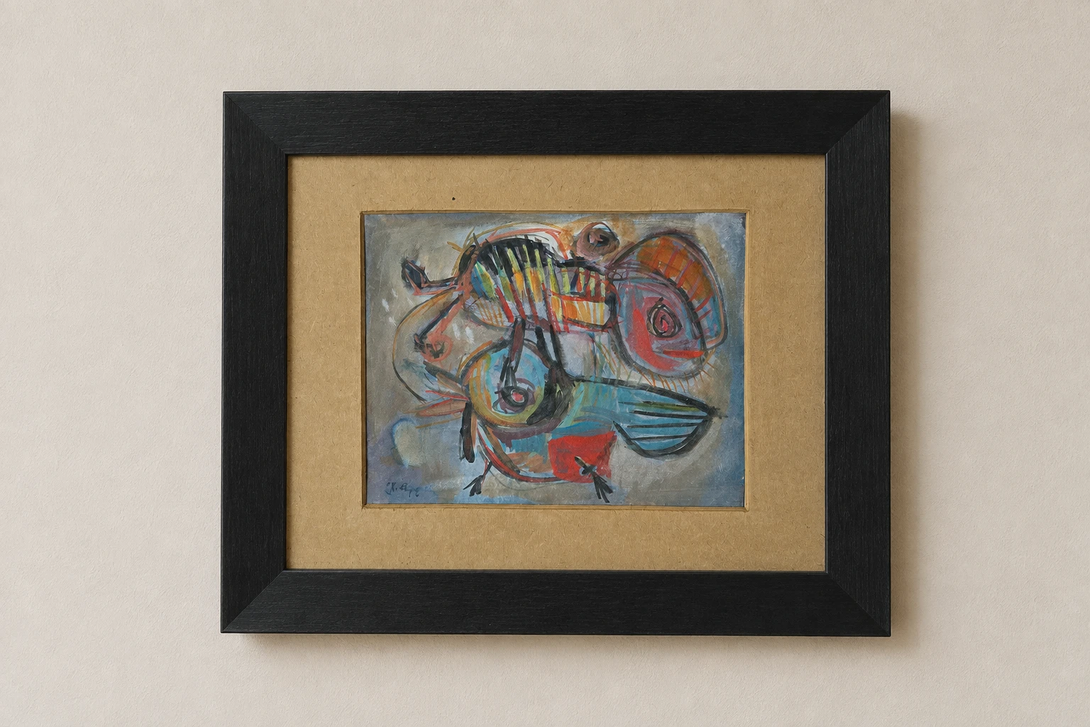 Karel Appel (1921-2006) Abstract figures. Mixed media on Cardboard - Image 2