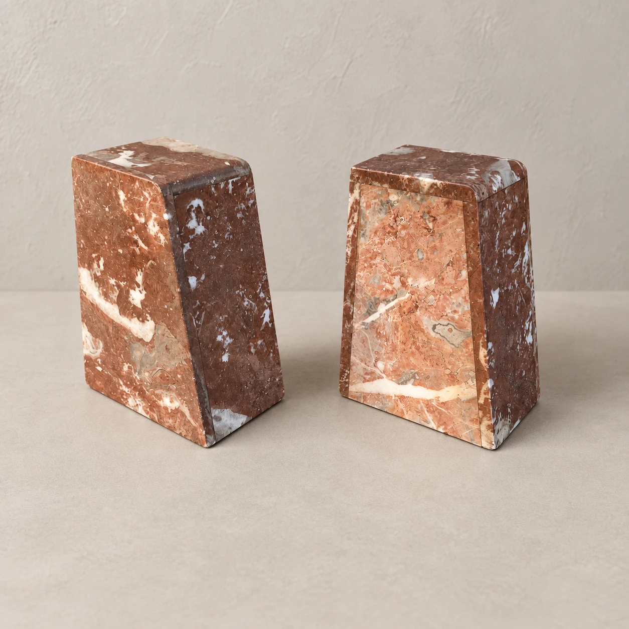 Art Deco Polychrome Marble Bookends, circa 1930s–1940s