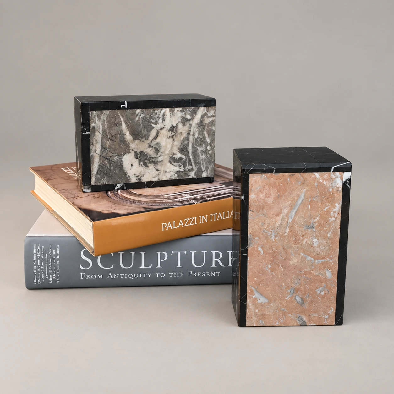 Pair of Italian Art Deco-Style Polychrome Marble Bookends, 1970s–1980s - Image 3