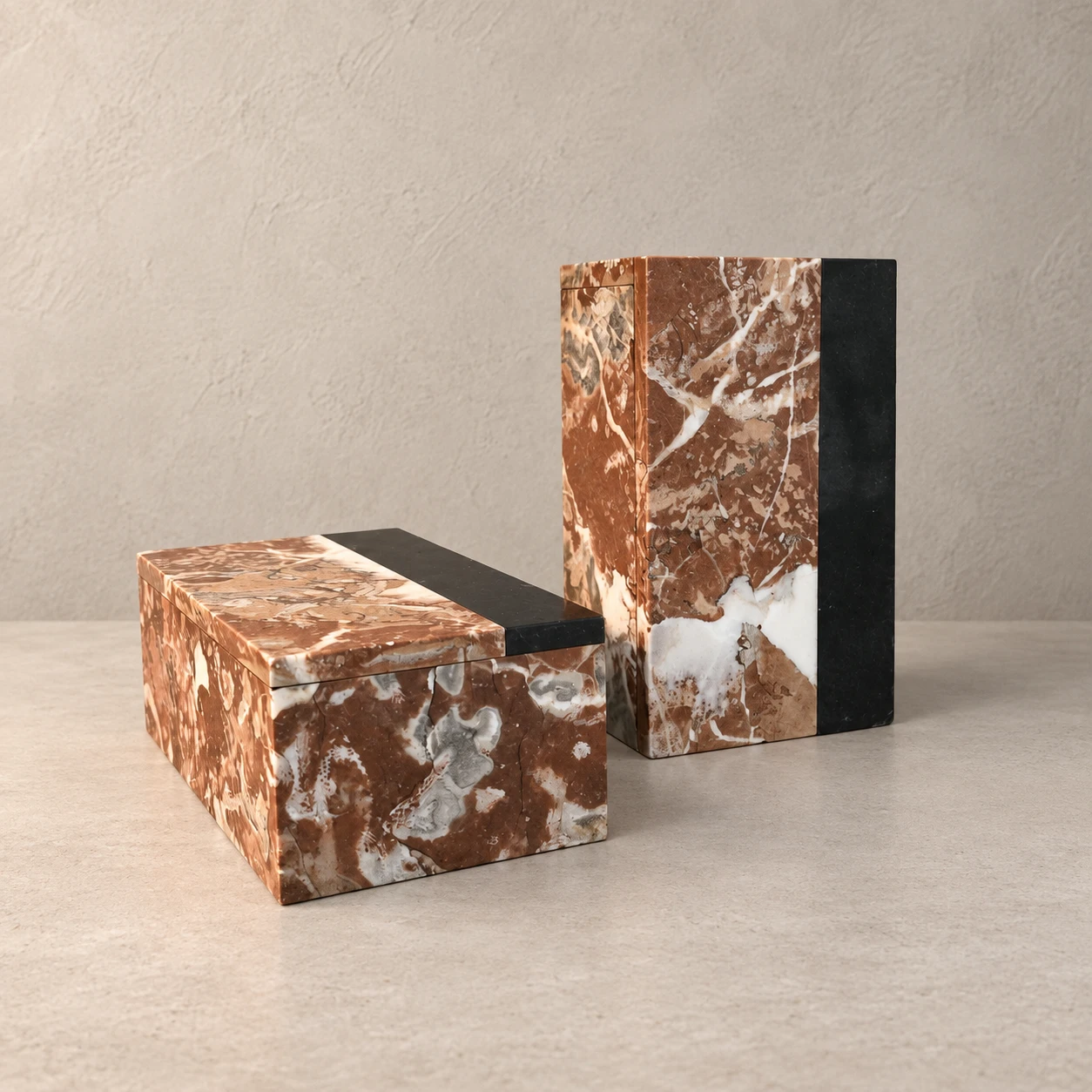 Pair of Polychrome Marble Bookends - Mid-20th Century