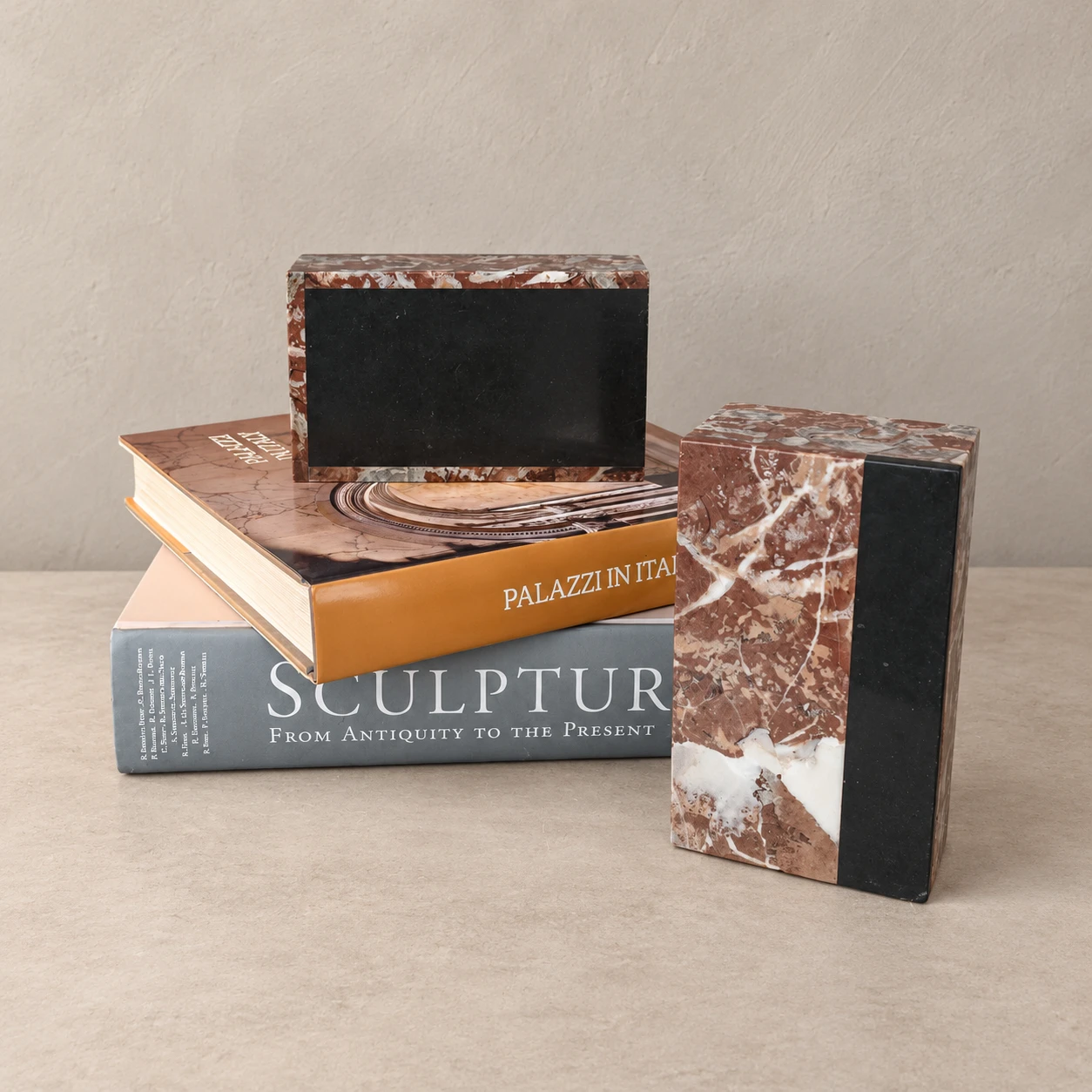 Pair of Polychrome Marble Bookends - Mid-20th Century - Image 3