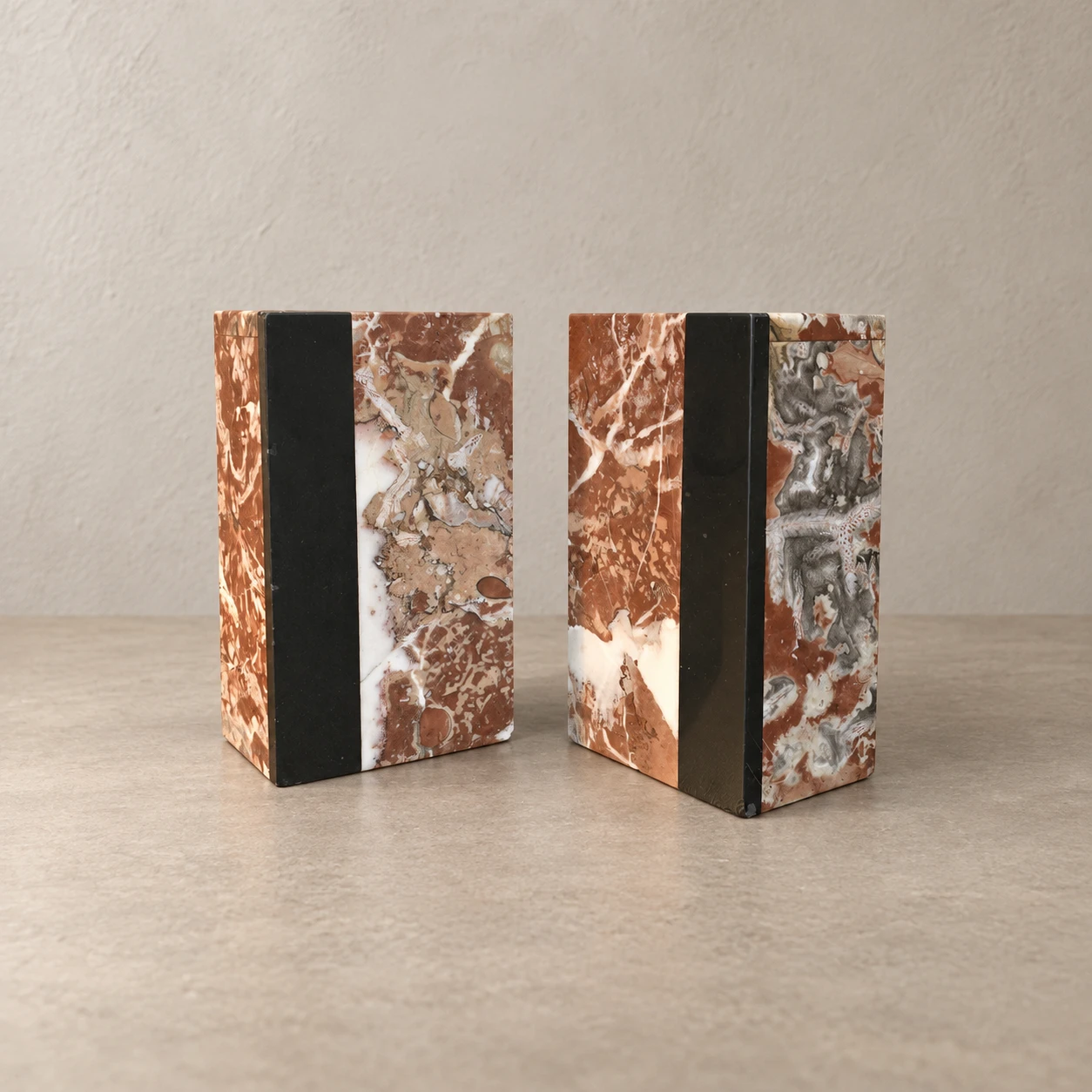 Pair of Polychrome Marble Bookends - Mid-20th Century - Image 4