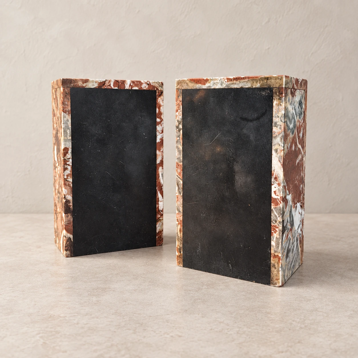 Pair of Polychrome Marble Bookends - Mid-20th Century - Image 5