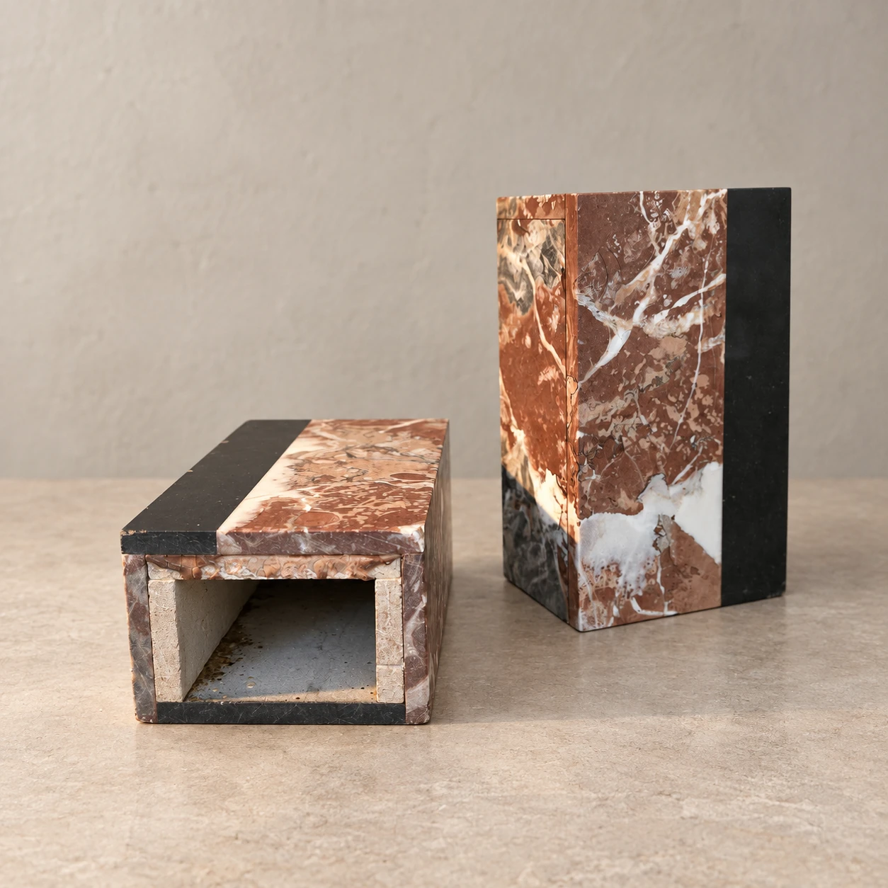 Pair of Polychrome Marble Bookends - Mid-20th Century - Image 6