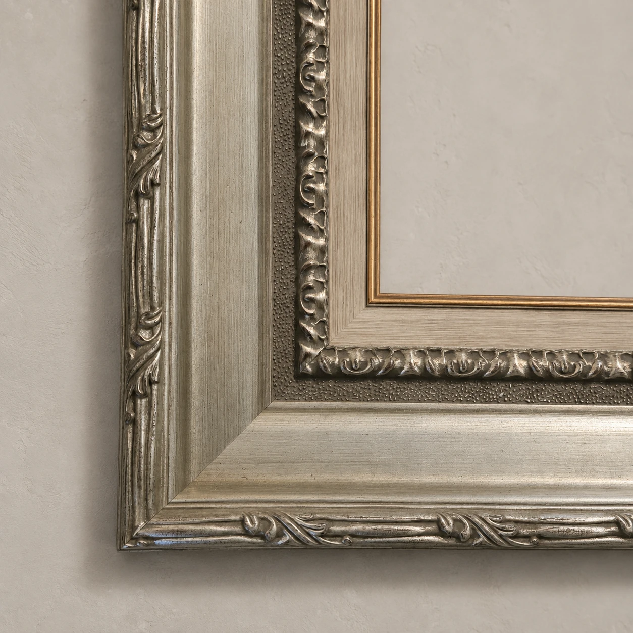 Contemporary Neoclassical Silver-Leaf Wooden Frame - Image 3
