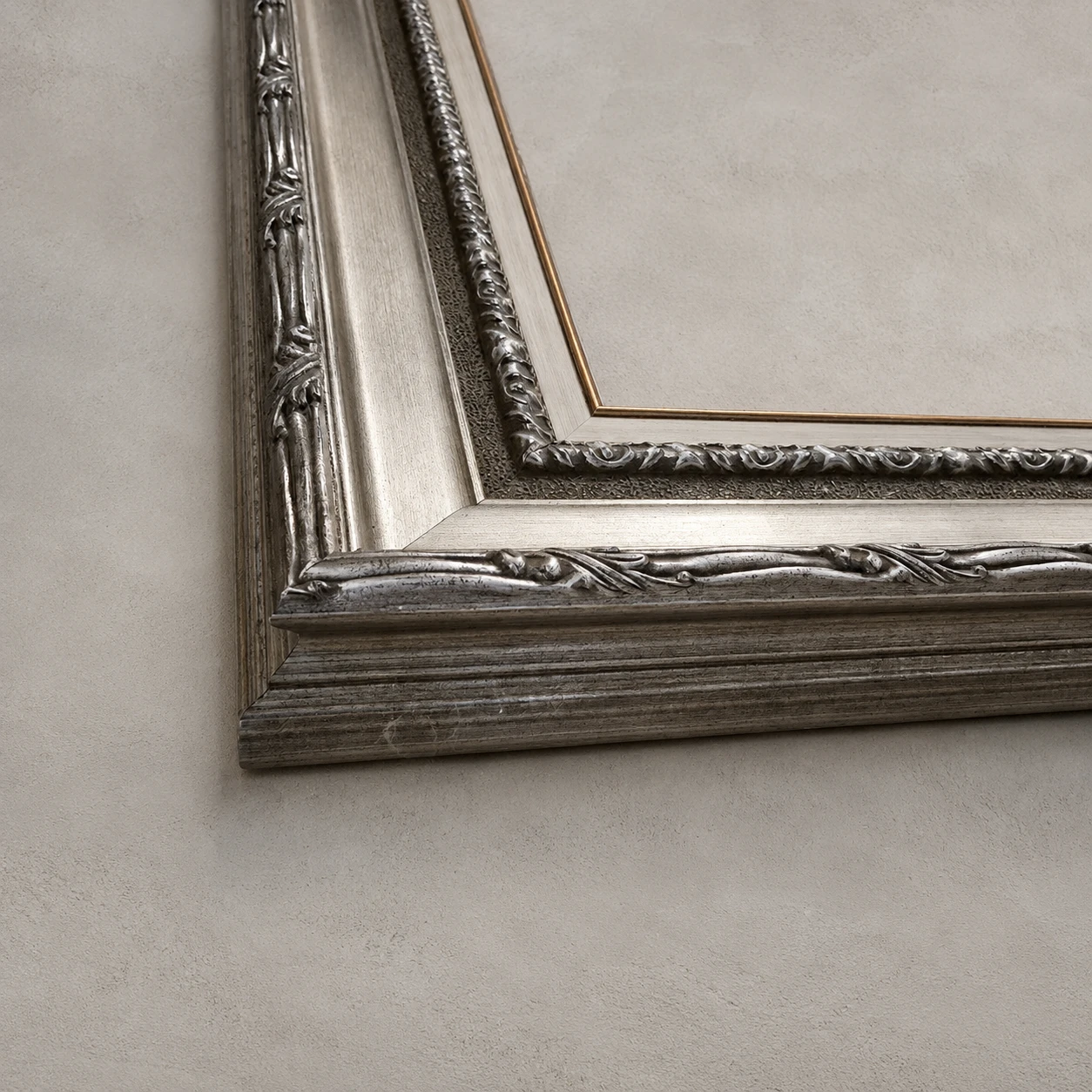 Contemporary Neoclassical Silver-Leaf Wooden Frame - Image 5