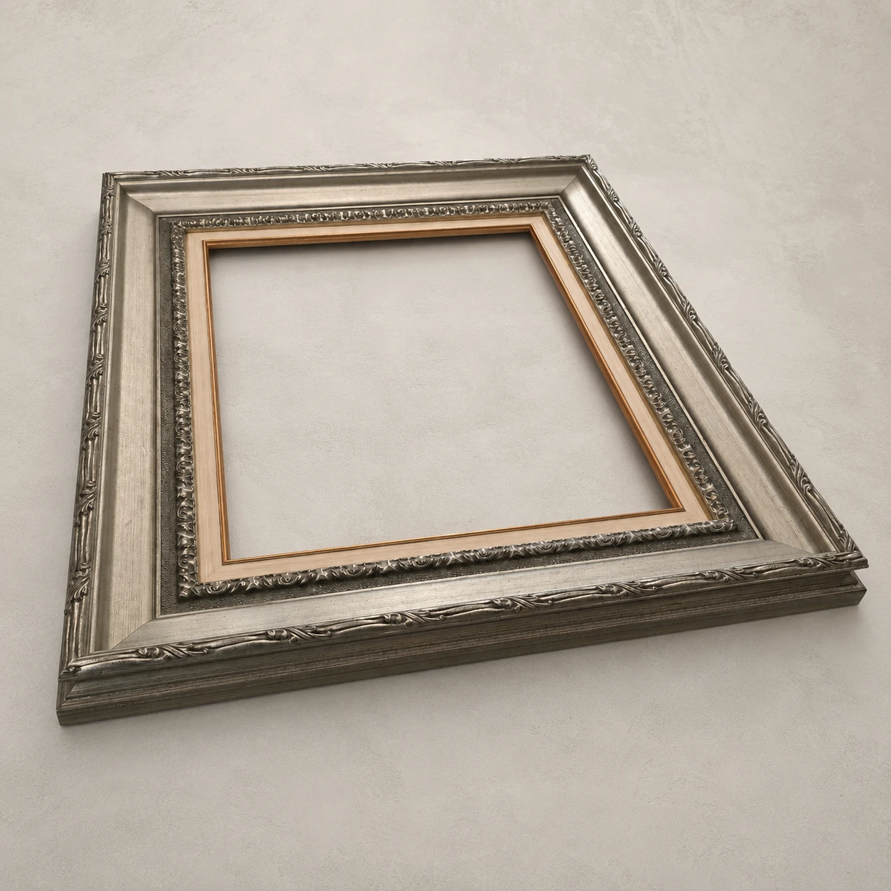 Contemporary Neoclassical Silver-Leaf Wooden Frame - Image 7