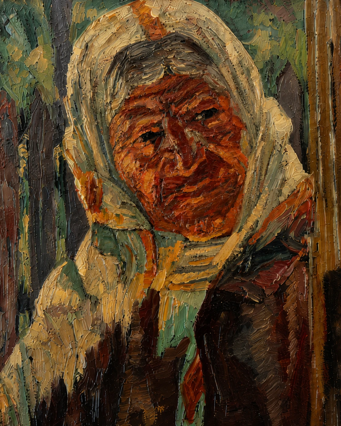 Rudolf Schweitzer-Cumpăna (1886–1975). Portrait of a Peasant Woman — Oil on Cardboard