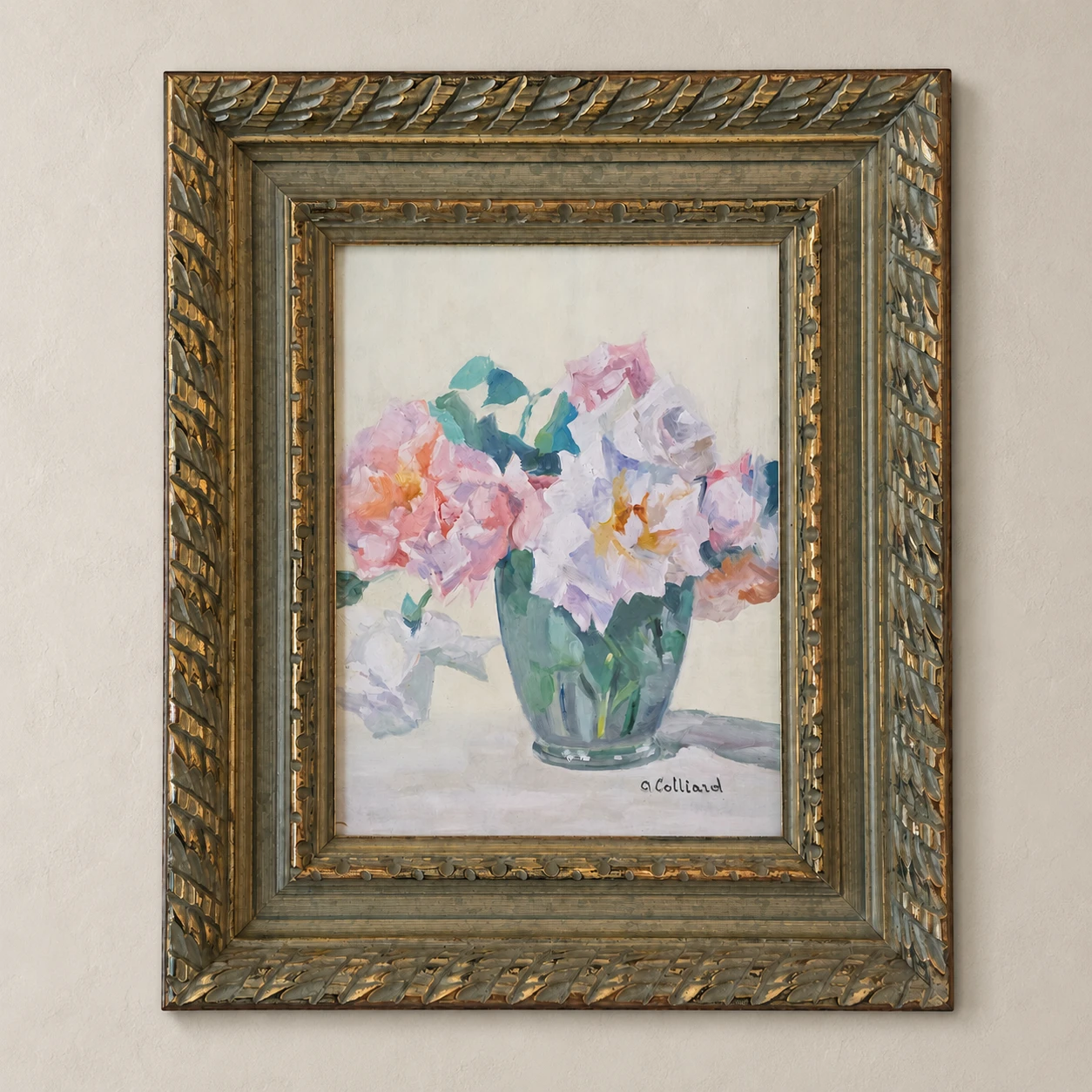 A Colliard. French school. XX Still life with roses. Oil on Cardboard - Image 2