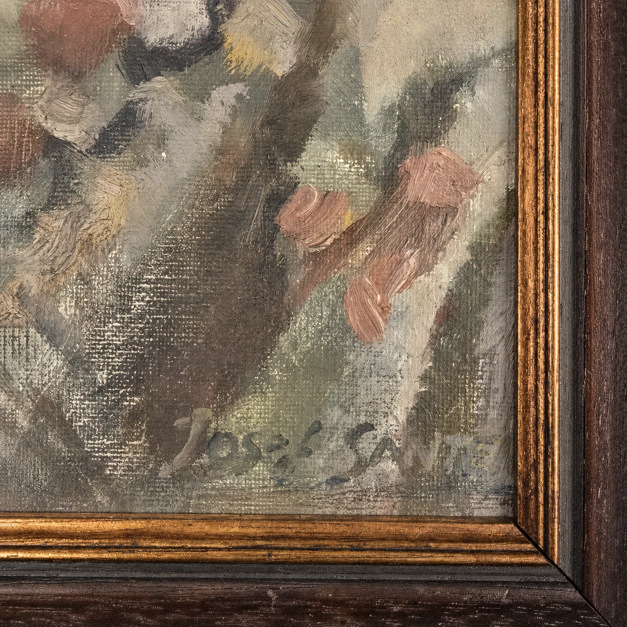 Josef SANTEN (1926-1988) Still life with cherries and knife. Oil on Canvas - Image 5