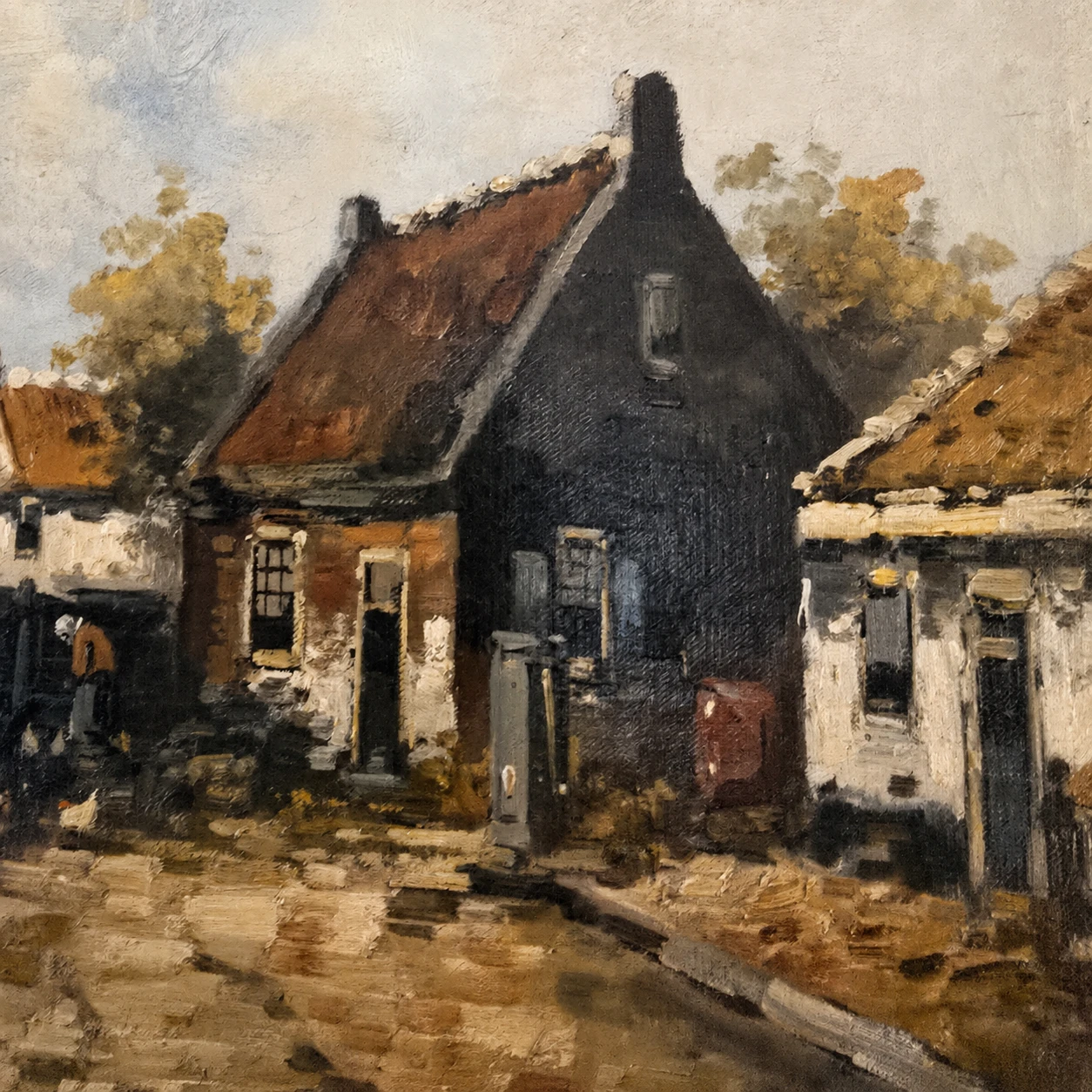 H. NOORDAM (1938) Farmyard with a paesant woman. Oil on Canvas - Image 3