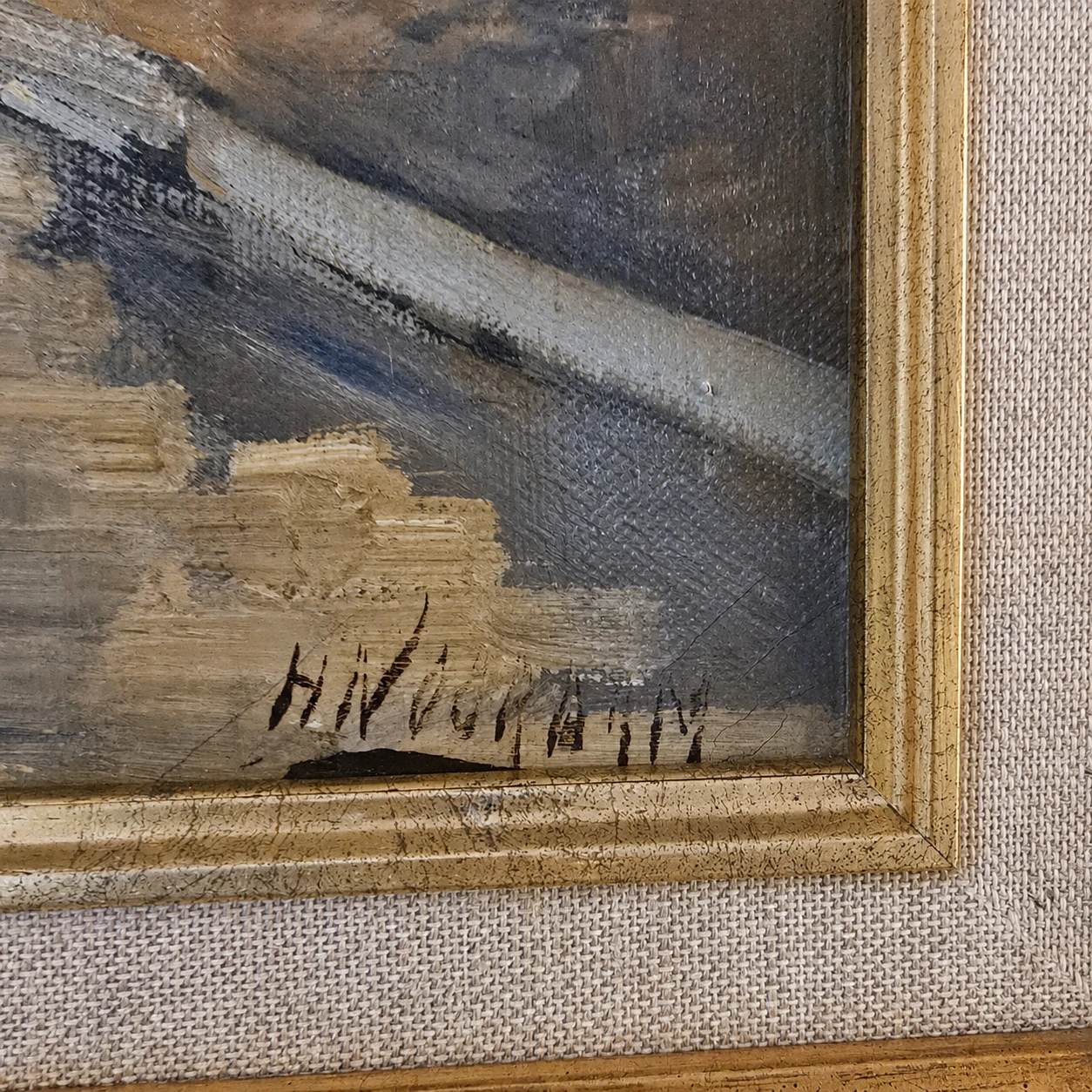 H. NOORDAM (1938) Farmyard with a paesant woman. Oil on Canvas - Image 5