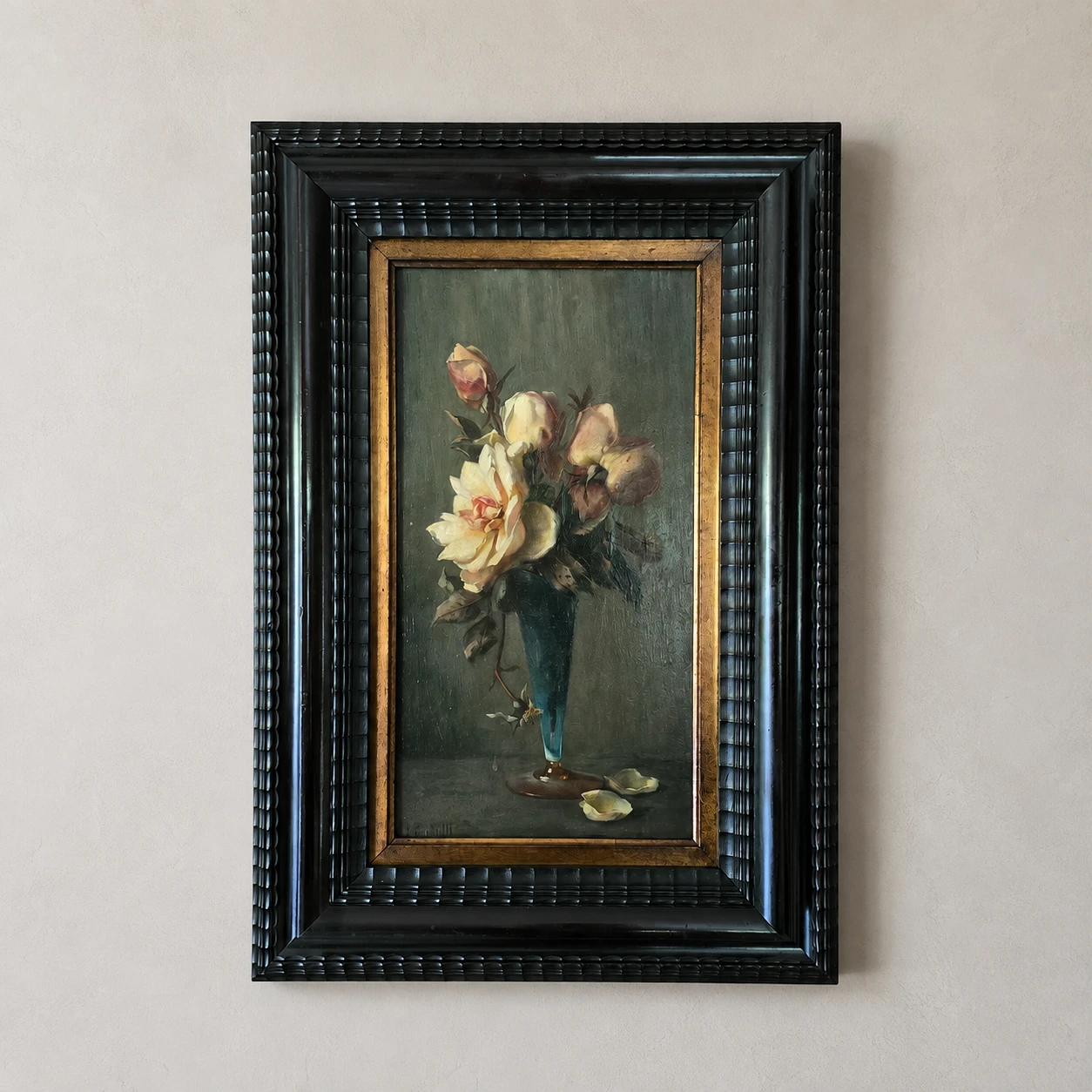 European School. 19th Century. Still Life with Roses - Oil on Panel - Image 3