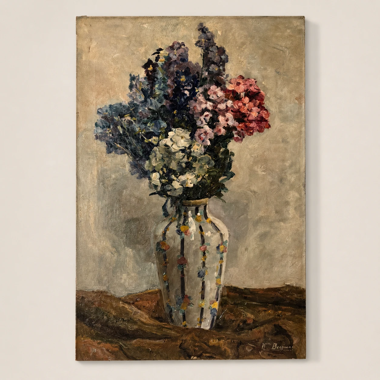 Marie Hill-Bergmans (1889-1947). Belgian School, Early 20th Century. Still Life with Flowers - Oil on Canvas - Image 6