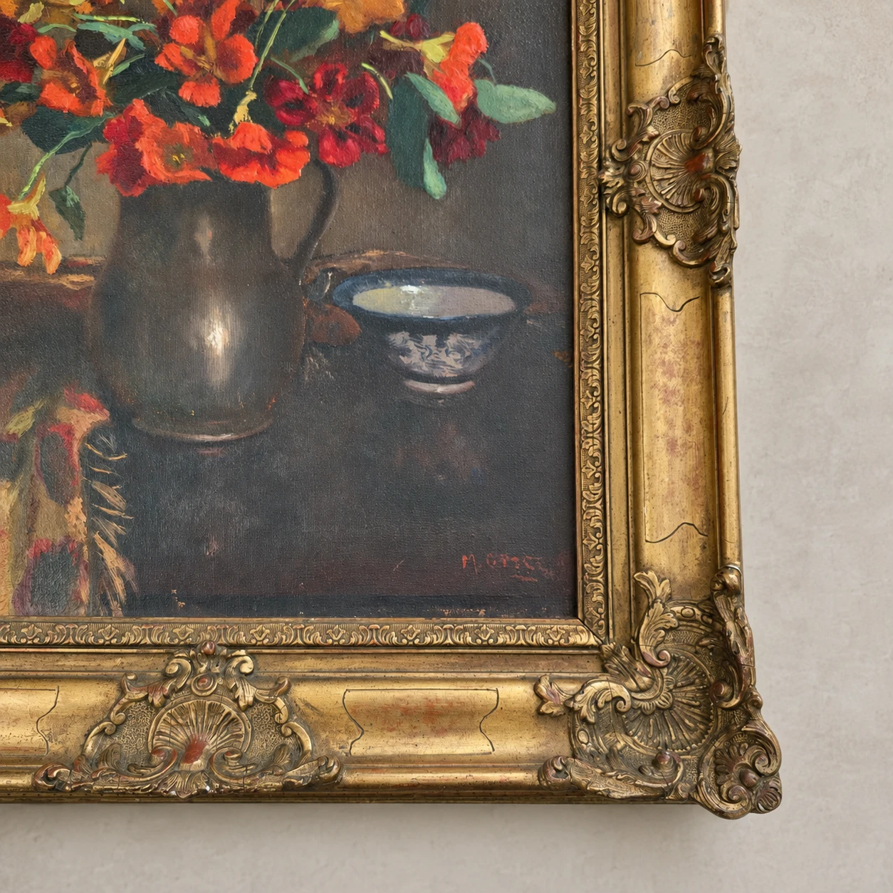 Marc Ottee (1898-1982). Dutch School, 20th Century. Still Life with Nasturtiums – Oil on Canvas - Image 7