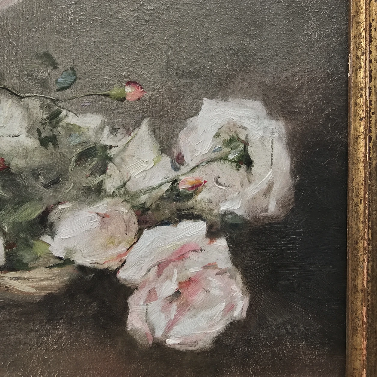 European School, circa 1940. Basket of Roses – Oil on Cardboard - Image 5