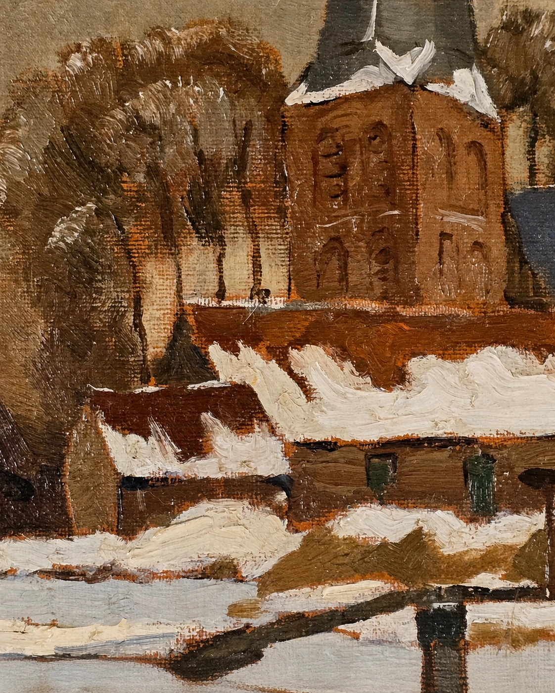 Frits ter Braake (1897–1977). Dutch Winter Village – Oil on Canvas - Image 2
