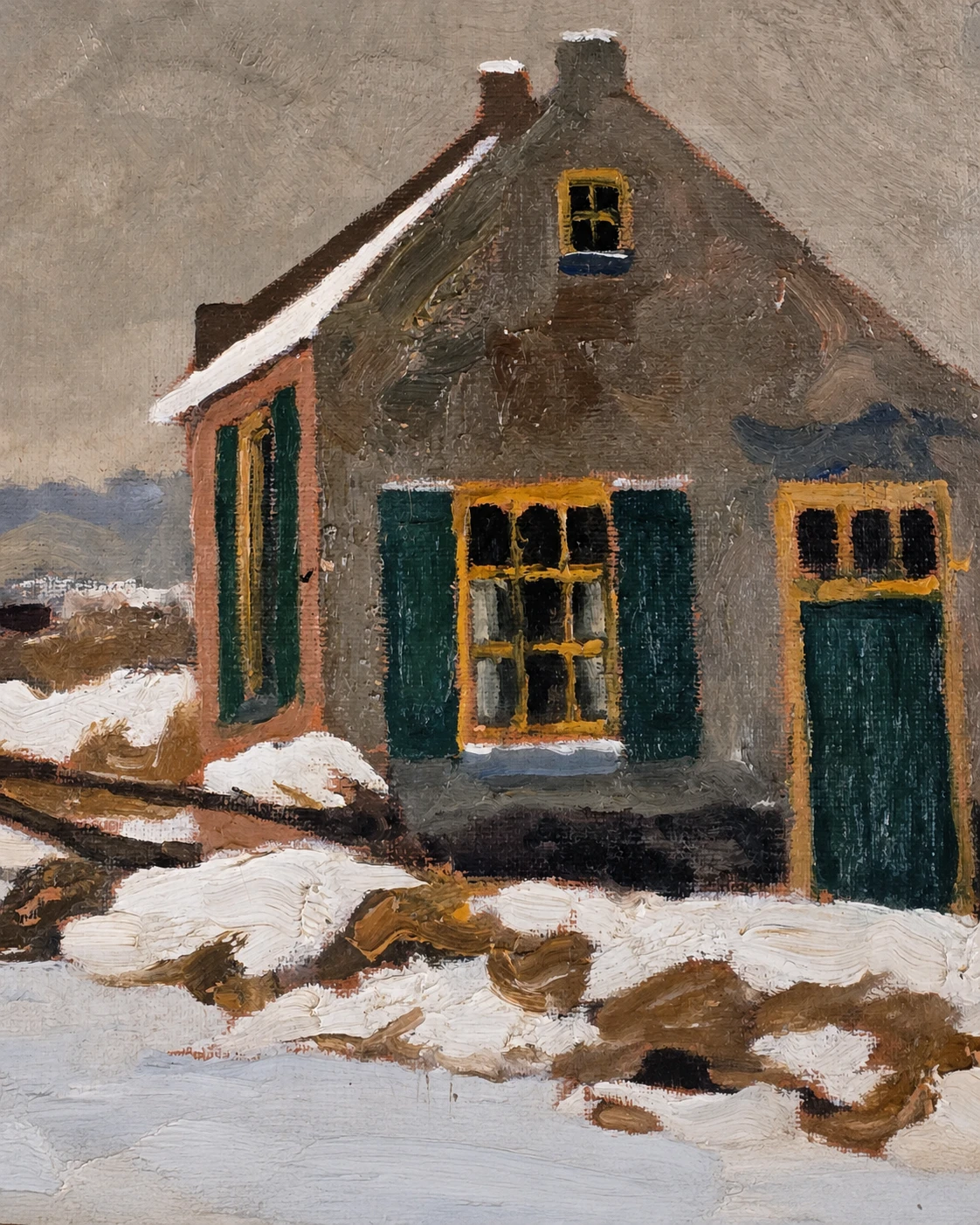 Frits ter Braake (1897–1977). Dutch Winter Village – Oil on Canvas - Image 3