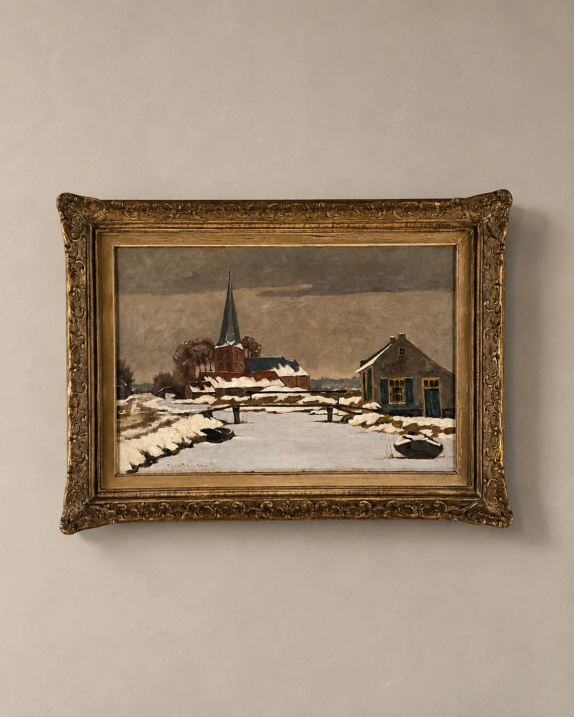 Frits ter Braake (1897–1977). Dutch Winter Village – Oil on Canvas - Image 7