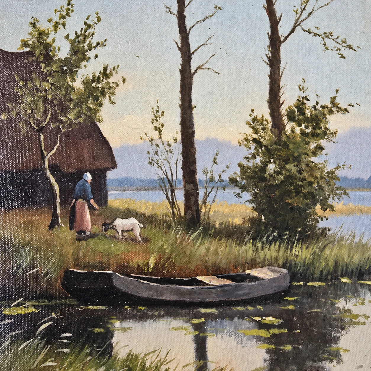 Maurits de Groot (1880–1934). Dutch School, Early 20th Century. Rural Waterside Landscape - Oil on Canvas - Image 7