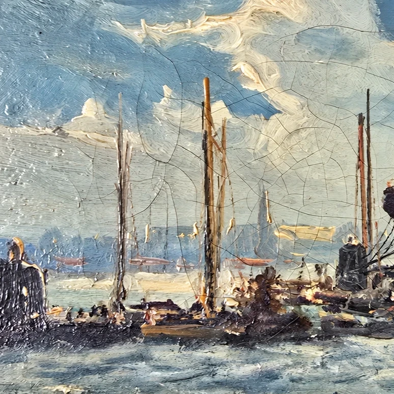 Jan M. Beek. Dutch School, late 19th - early 20th century. Harbour Scene - Oil on Canvas - Image 4