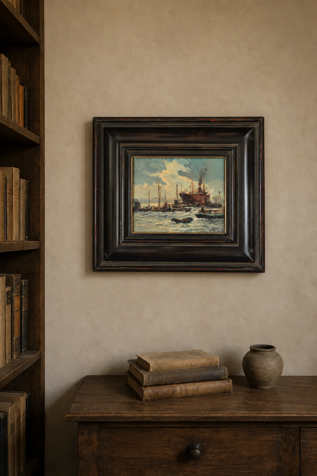 Jan M. Beek. Dutch School, late 19th - early 20th century. Harbour Scene - Oil on Canvas - Image 5