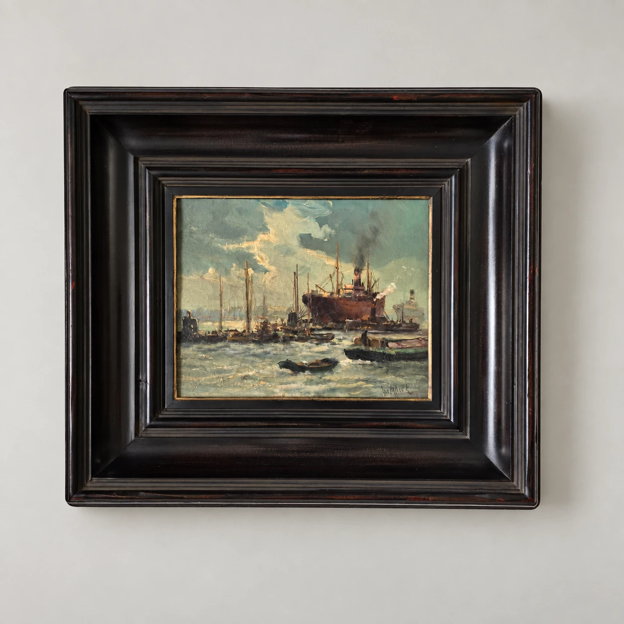Jan M. Beek. Dutch School, late 19th - early 20th century. Harbour Scene - Oil on Canvas - Image 6