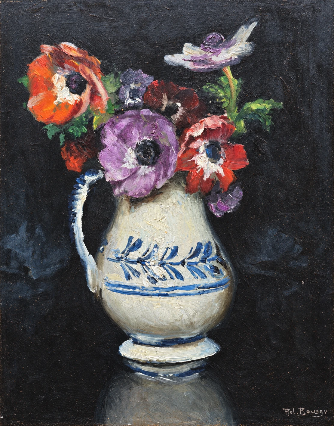 Robert Boudry (1878–1961). Belgian School, 20th Century. Floral Still Life - Oil on Cardboard