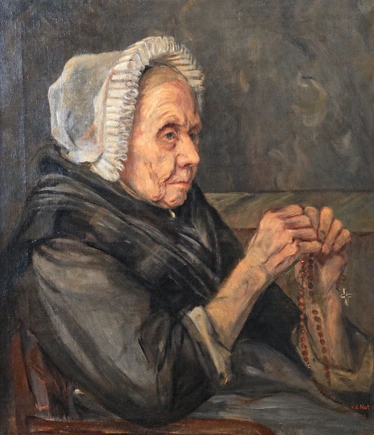 Willem Hendrik van der Nat (1865–1929). Dutch School, Early 20th Century. Woman at Prayer - Oil on Canvas