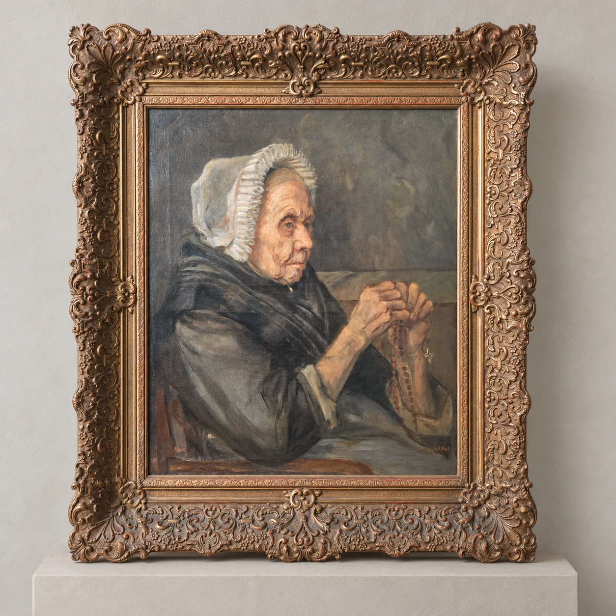 Willem Hendrik van der Nat (1865–1929). Dutch School, Early 20th Century. Woman at Prayer - Oil on Canvas - Image 6