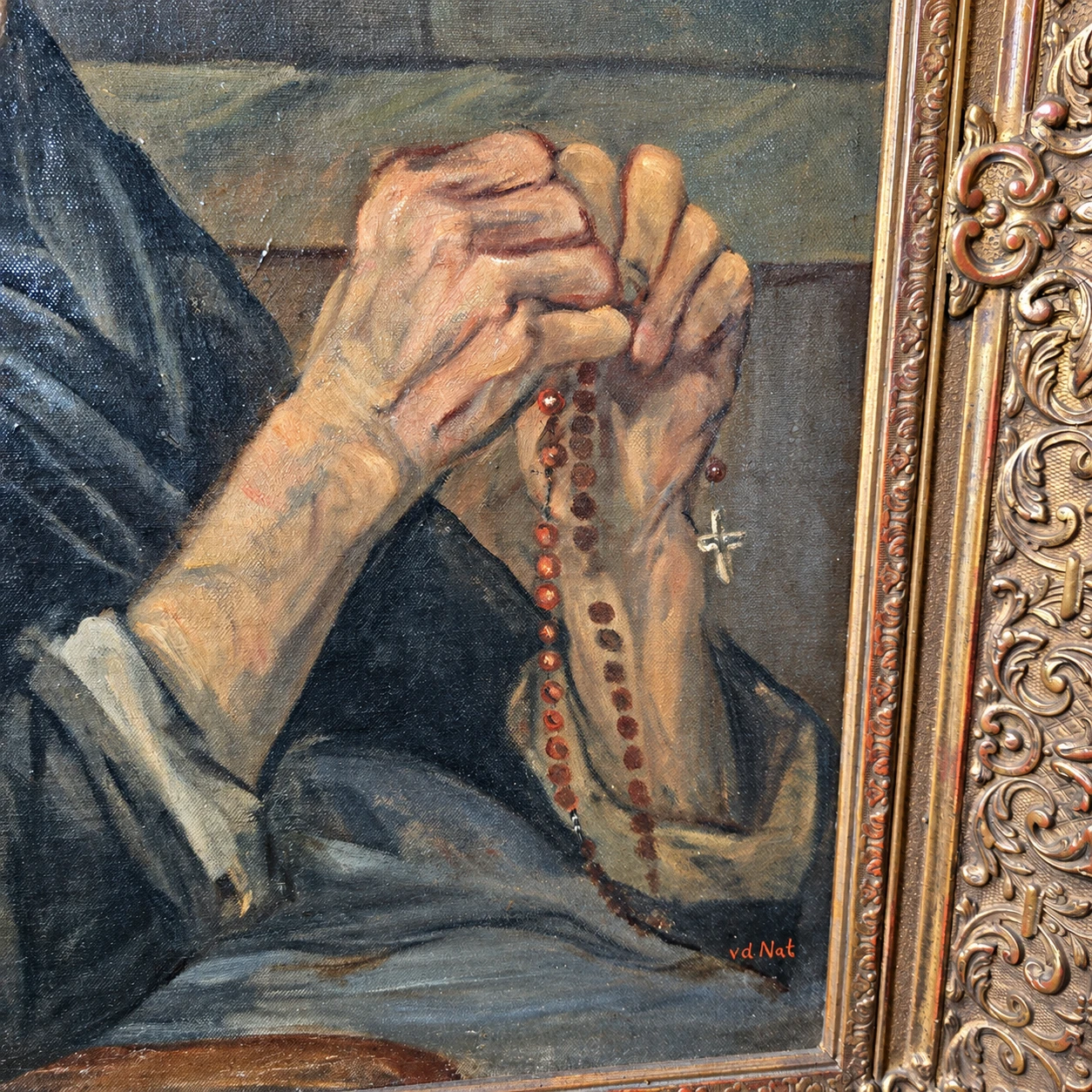Willem Hendrik van der Nat (1865–1929). Dutch School, Early 20th Century. Woman at Prayer - Oil on Canvas - Image 8