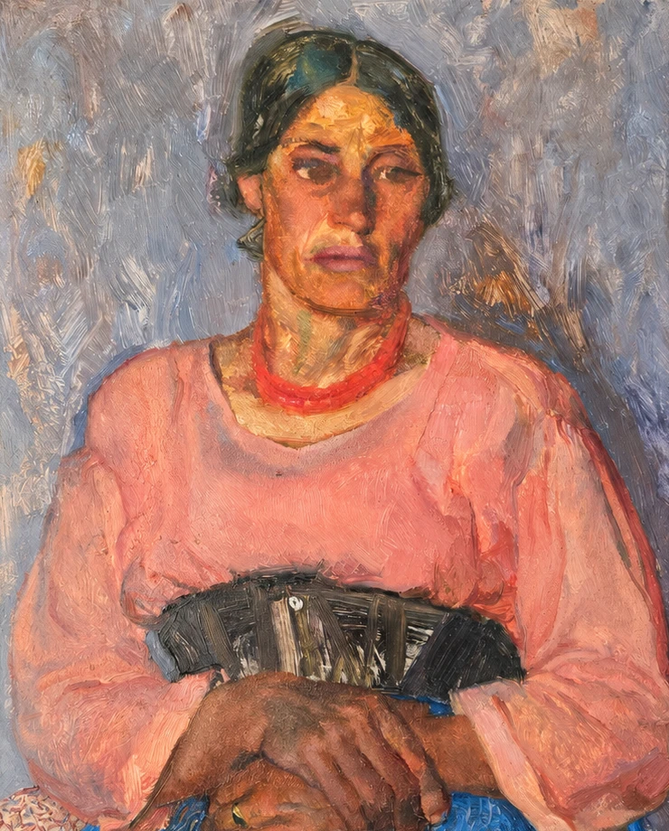 Unknown Artist. European School, Early 20th Century. Portrait of a Southern Italian Woman - Oil on Wooden Panel