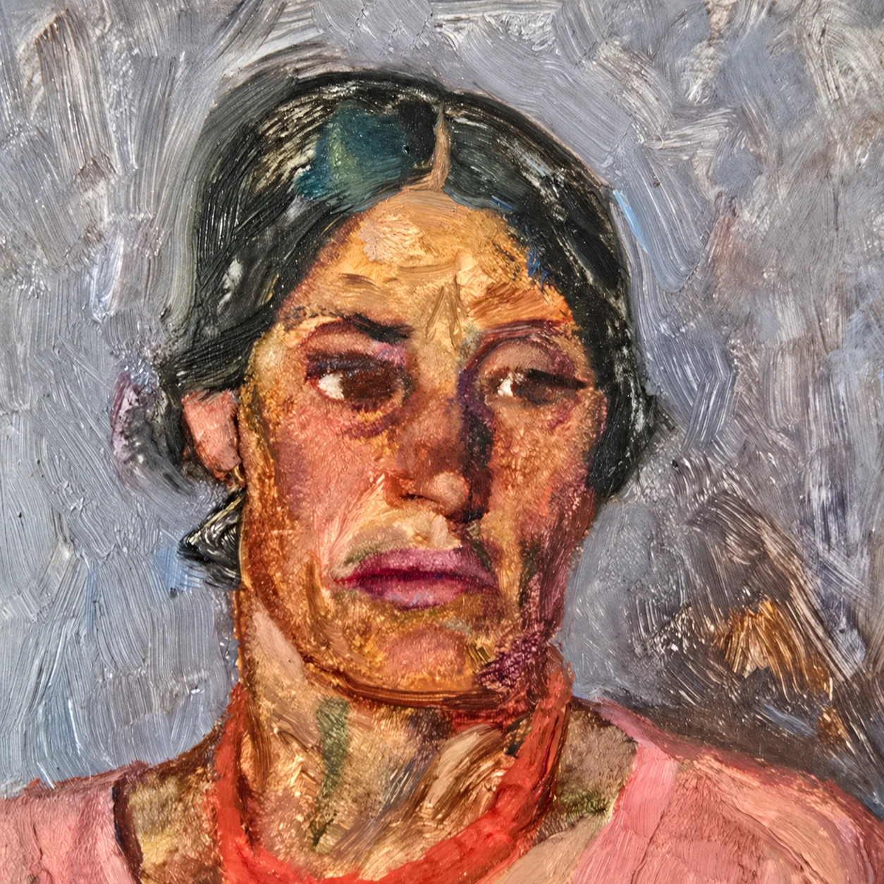 Unknown Artist. European School, Early 20th Century. Portrait of a Southern Italian Woman - Oil on Wooden Panel - Image 7