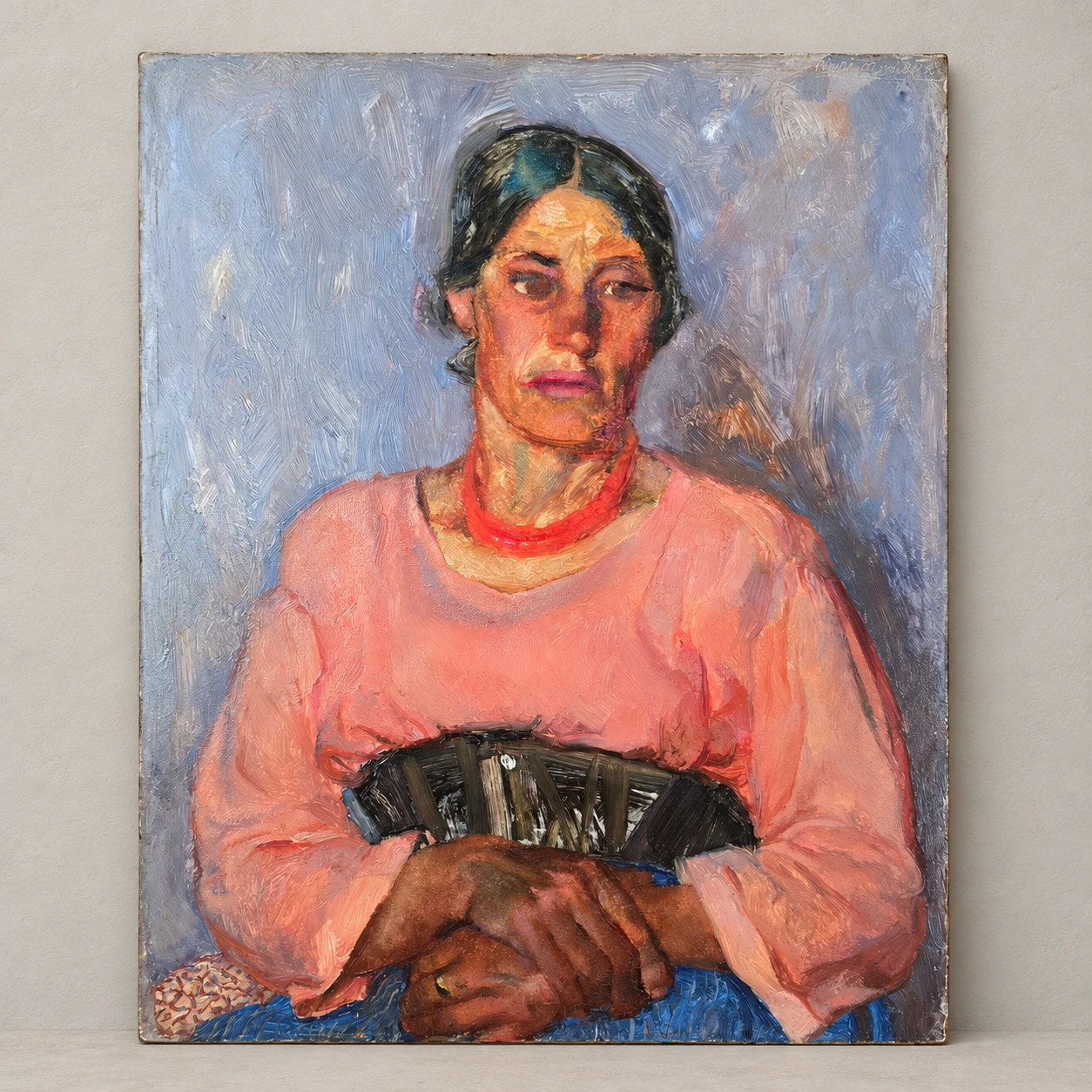 Unknown Artist. European School, Early 20th Century. Portrait of a Southern Italian Woman - Oil on Wooden Panel - Image 12