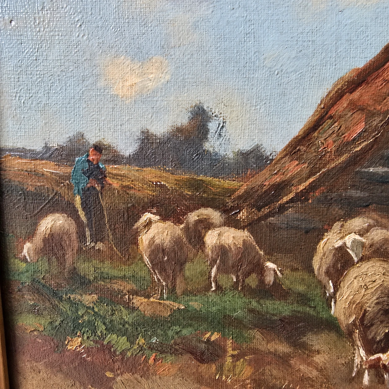 Arend van de Pol (1886 -1956). Dutch school Rural Landscape with Shepherd and Sheep - Oil on Canvas - Image 11