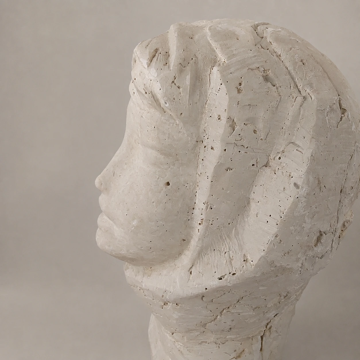 Romanian School, 1960s–1970s. Woman Wearing a Headscarf – Plaster Sculpture - Image 7