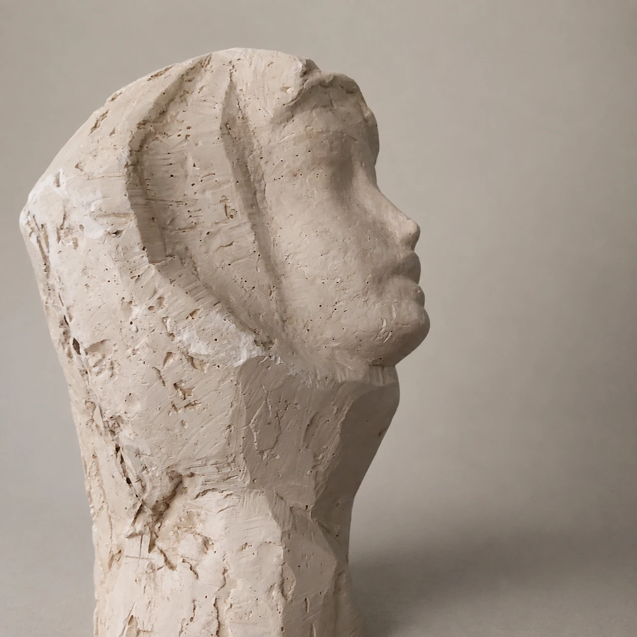 Romanian School, 1960s–1970s. Woman Wearing a Headscarf – Plaster Sculpture - Image 9