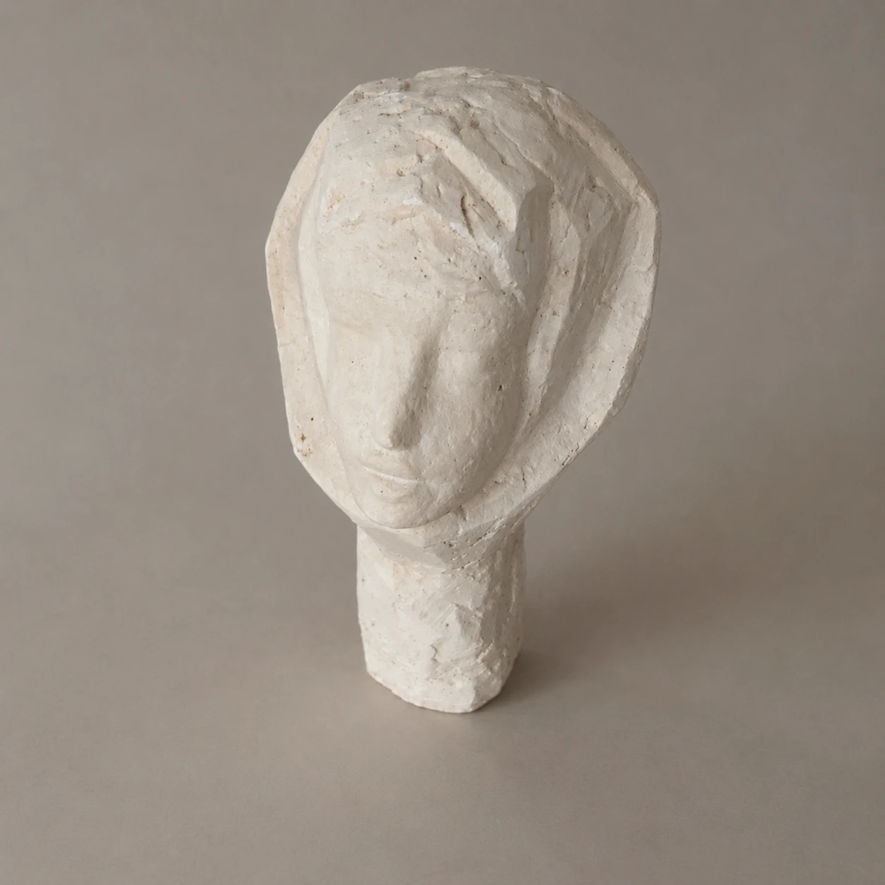 Romanian School, 1960s–1970s. Woman Wearing a Headscarf – Plaster Sculpture - Image 10
