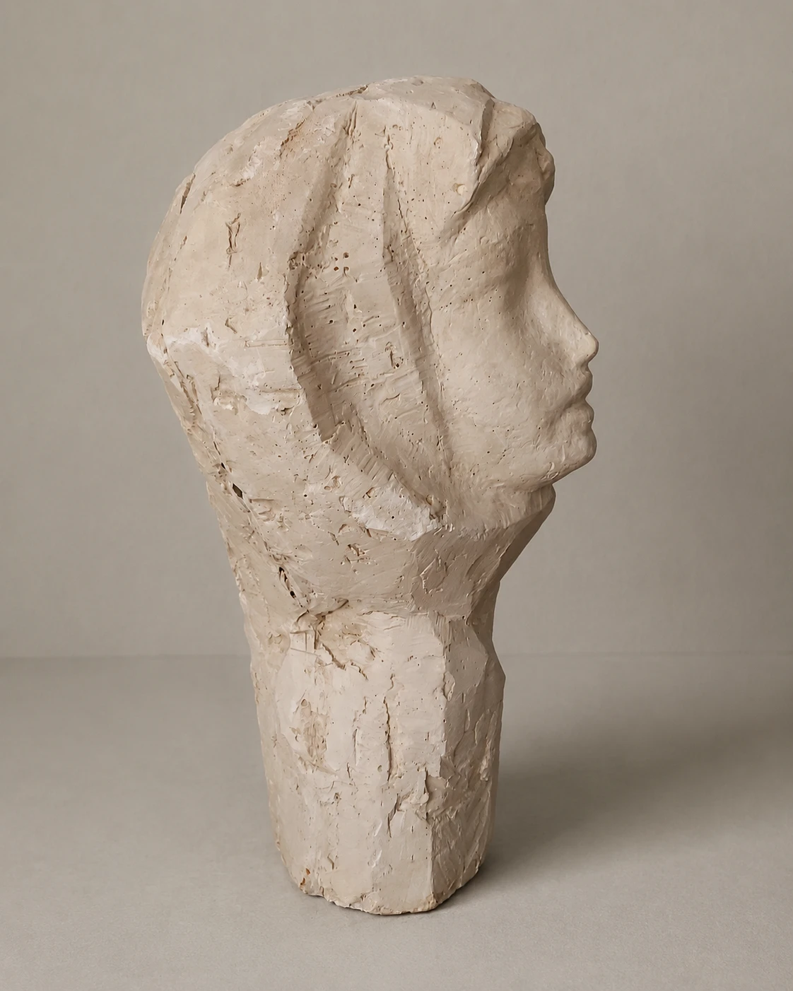 Romanian School, 1960s–1970s. Woman Wearing a Headscarf – Plaster Sculpture - Image 12