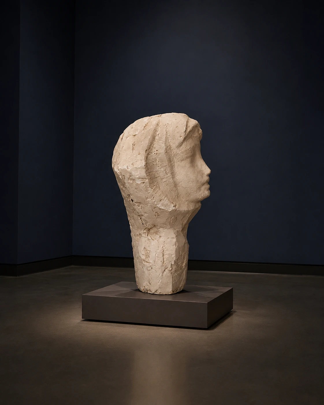 Romanian School, 1960s–1970s. Woman Wearing a Headscarf – Plaster Sculpture - Image 14