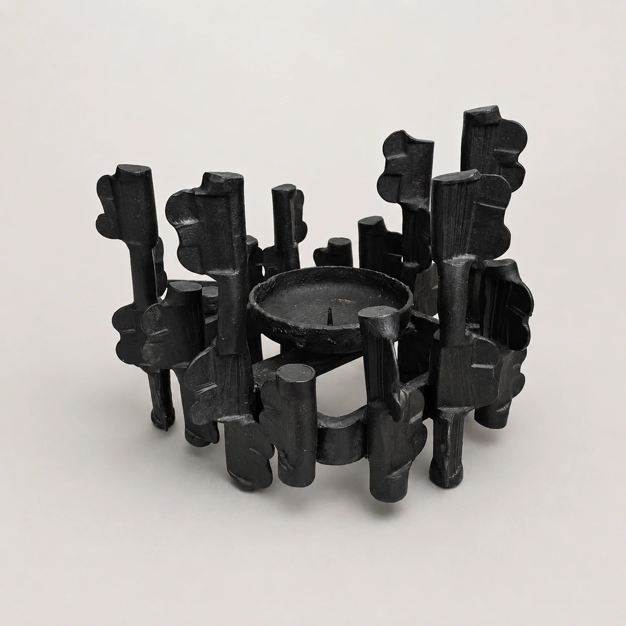 Brutalist Sculptural Candlestick, circa 1960s–1970s – Cast Metal