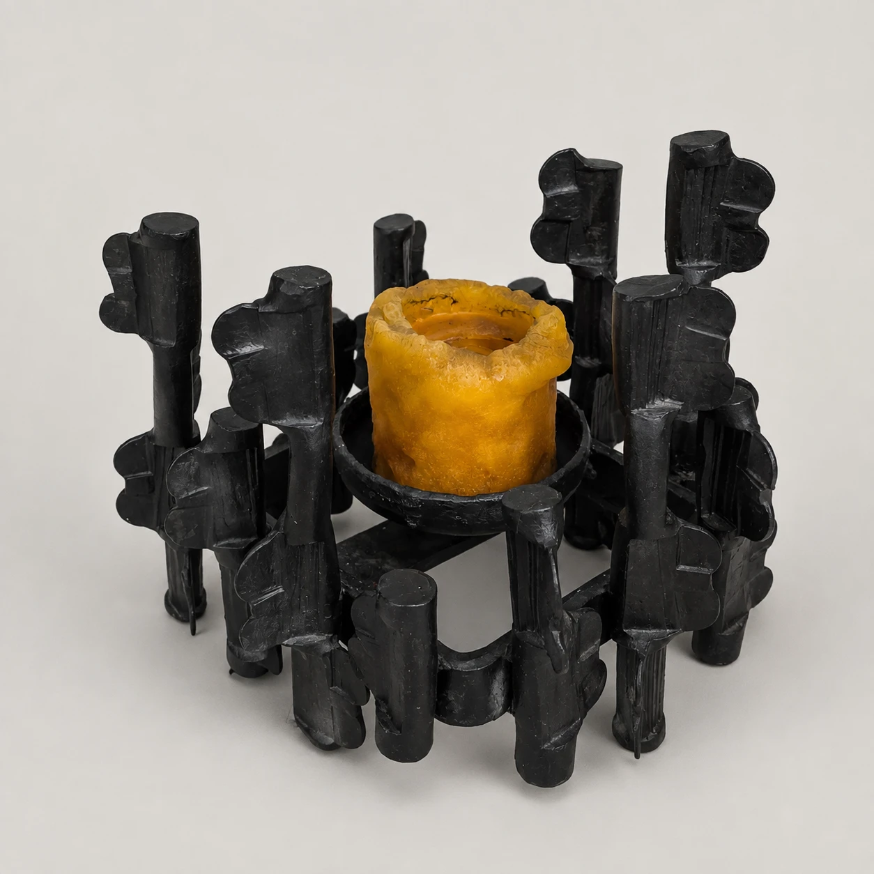 Brutalist Sculptural Candlestick, circa 1960s–1970s – Cast Metal - Image 2