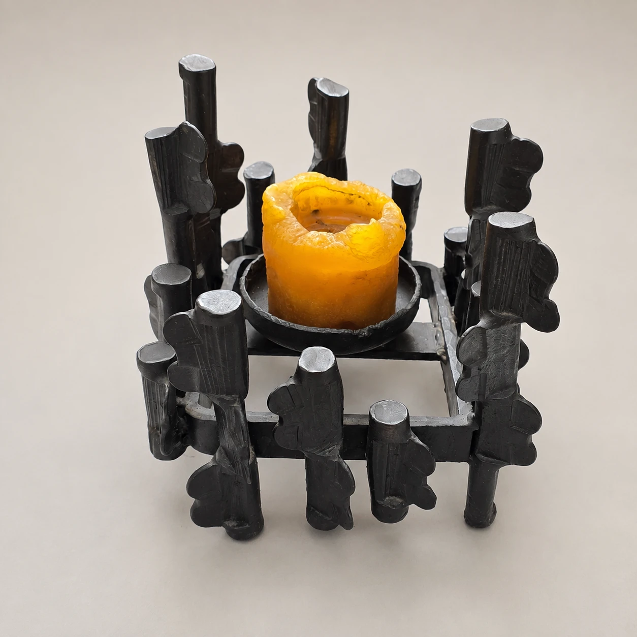 Brutalist Sculptural Candlestick, circa 1960s–1970s – Cast Metal - Image 9