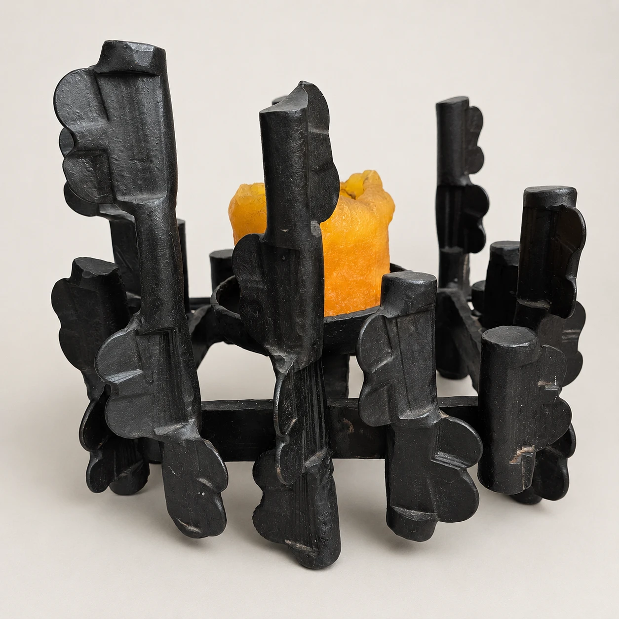 Brutalist Sculptural Candlestick, circa 1960s–1970s – Cast Metal - Image 10
