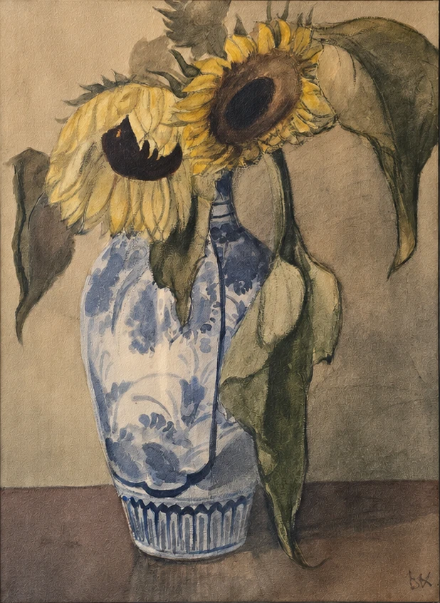 Otto Dix (1891–1969). German School, 20th Century. Still Life with Sunflowers – Watercolour on Paper