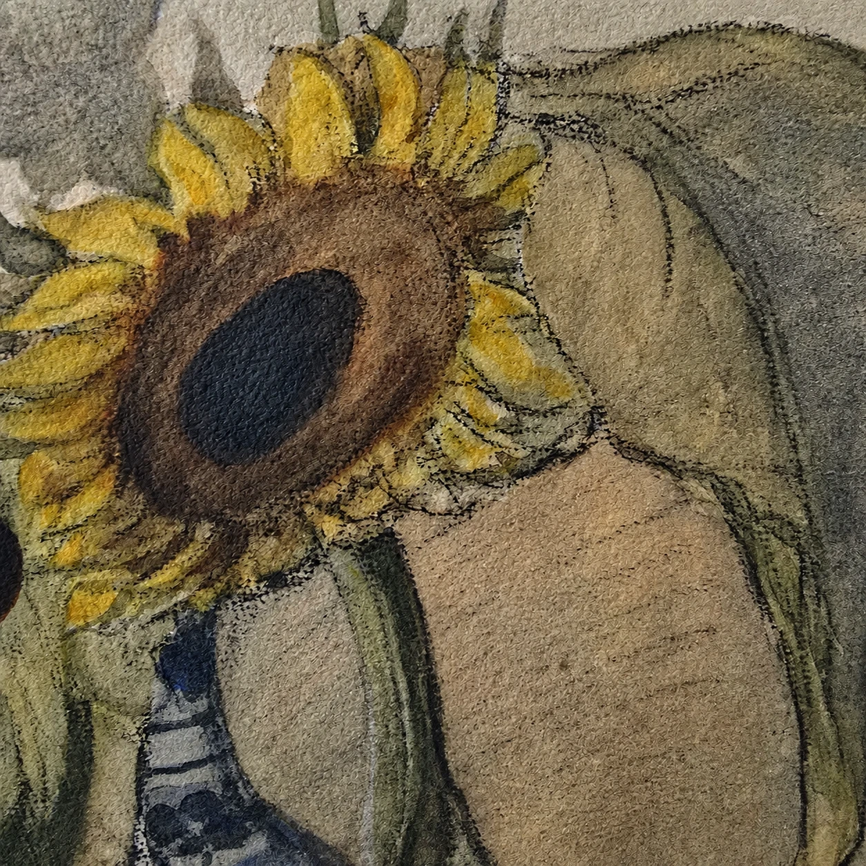 Otto Dix (1891–1969). German School, 20th Century. Still Life with Sunflowers – Watercolour on Paper - Image 6
